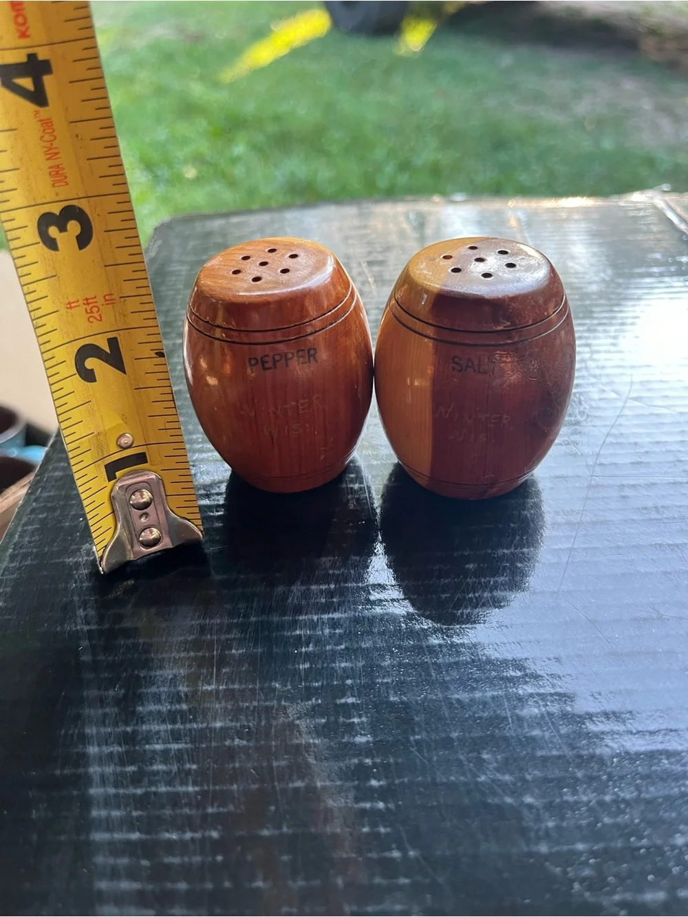 Vintage Wooden Salt and Pepper Shaker Set - Two-Tone Brown